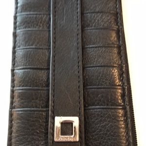 9 card blk slim leather wallet